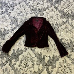NWOT Blanc Noir Crushed Red Velvet Blazer